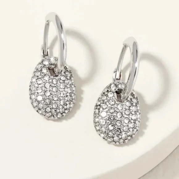 Stella & Dot Jewelry - stella & dot ~ Ulani silver pave drop huggies earrings